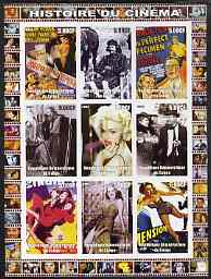 Congo 2003 History of the Cinema #10 imperf sheetlet containing 9 values unmounted mint (Showing Film Posters plus Madonna, etc), stamps on , stamps on  stamps on movies, stamps on  stamps on films, stamps on  stamps on cinema, stamps on  stamps on 