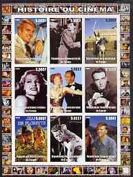 Congo 2003 History of the Cinema #13 imperf sheetlet containing 9 values unmounted mint (Showing Fred & Ginger, Paul Newman, Burt Lancaster, etc), stamps on , stamps on  stamps on movies, stamps on  stamps on films, stamps on  stamps on cinema, stamps on  stamps on 