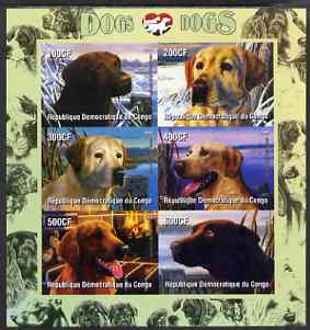 Congo 2005 Dogs imperf sheetlet containing 6 values unmounted mint, stamps on , stamps on  stamps on dogs