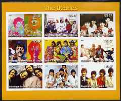 Congo 2003 The Beatles (Colour) imperf sheetlet containing 9 values, unmounted mint, stamps on , stamps on  stamps on personalities, stamps on  stamps on music, stamps on  stamps on beatles, stamps on  stamps on pops