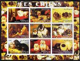 Somalia 2003 Paintings of Dogs #2 imperf sheetlet containing 9 values unmounted mint (horizontal format), stamps on arts, stamps on dogs