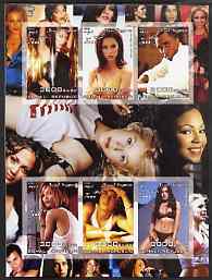 Somalia 2003 Pop Stars #2 imperf sheetlet containing 6 values unmounted mint (Kylie & Dannii Minogue, Eminem, P Diddy, etc), stamps on music, stamps on pops, stamps on women