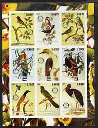 Congo 2003 John Audubon Birds imperf sheetlet containing 9 values each with Rotary Logo unmounted mint, stamps on birds, stamps on audubon, stamps on rotary