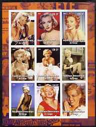 Congo 2004 Marilyn Monroe #1 imperf sheetlet containing 9 values, unmounted mint, stamps on , stamps on  stamps on films, stamps on  stamps on cinema, stamps on  stamps on entertainments, stamps on  stamps on personalities, stamps on  stamps on marilyn monroe