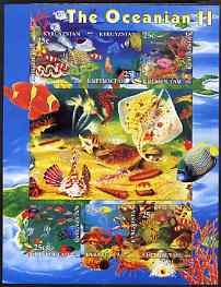 Kyrgyzstan 2004 Fauna of the World - Oceania #2 imperf sheetlet containing 6 values unmounted mint, stamps on , stamps on  stamps on marine life, stamps on  stamps on fish, stamps on  stamps on shells, stamps on  stamps on coral, stamps on  stamps on 