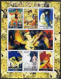 Congo 2005 Picasso - Erotic Art imperf sheetlet containing set of 6 values unmounted mint, stamps on arts, stamps on picasso, stamps on nudes, stamps on erotica