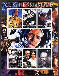 Congo 2005 Clint Eastwood imperf sheetlet containing set of 6 values unmounted mint, stamps on , stamps on  stamps on personalities, stamps on  stamps on films, stamps on  stamps on cinema, stamps on  stamps on entertainments, stamps on  stamps on movies, stamps on  stamps on boxing