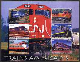 Congo 2005 American Diesel Trains imperf sheetlet containing set of 6 values unmounted mint, stamps on , stamps on  stamps on railways