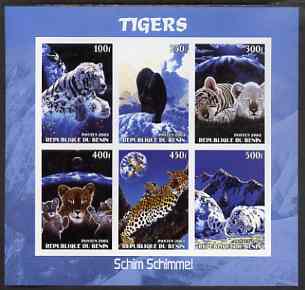 Benin 2003 Tigers #2 imperf sheetlet containing 6 values unmounted mint, stamps on animals, stamps on cats, stamps on tigers