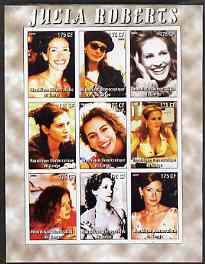 Congo 2005 Julia Roberts imperf sheetlet containing 9 values unmounted mint, stamps on , stamps on  stamps on personalities, stamps on  stamps on entertainments, stamps on  stamps on films, stamps on  stamps on cinema, stamps on  stamps on women