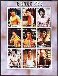 Congo 2005 Bruce Lee imperf sheetlet containing set of 9 values unmounted mint, stamps on , stamps on  stamps on films, stamps on  stamps on cinema, stamps on  stamps on movies, stamps on  stamps on entertainments, stamps on  stamps on personalities, stamps on  stamps on martial arts, stamps on  stamps on 