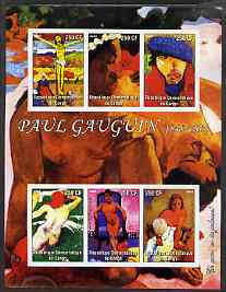 Congo 2004 Paul Gauguin imperf sheetlet containing 6 values, unmounted mint, stamps on , stamps on  stamps on arts, stamps on  stamps on gauguin