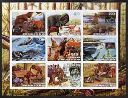 Benin 2003 Dinosaurs & Minerals imperf sheet containing 9 values unmounted mint, stamps on , stamps on  stamps on dinosaurs, stamps on  stamps on minerals