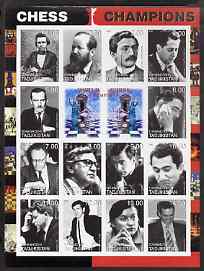 Tadjikistan 2000 Chess Champions imperf sheetlet containing set of 16 values unmounted mint, stamps on chess