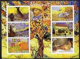 Benin 2003 Vincent Van Gogh imperf sheetlet containing 6 values unmounted mint, stamps on , stamps on  stamps on arts, stamps on  stamps on van gogh