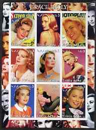 Eritrea 2002 Grace Kelly imperf sheetlet containing 9 values unmounted mint, stamps on personalities, stamps on entertainments, stamps on films, stamps on cinema, stamps on women