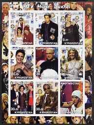 Kyrgyzstan 2002 MTV Music Awards imperf sheetlet containing 9 values unmounted mint (shows Kylie, Eminem, etc), stamps on , stamps on  stamps on entertainments, stamps on  stamps on music, stamps on  stamps on pops, stamps on  stamps on 