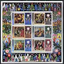 Anguilla 1973 Christmas perf m/sheet containing set of 6 unmounted mint, SG MS173, stamps on , stamps on  stamps on christmas, stamps on  stamps on bethlehem, stamps on  stamps on angels, stamps on  stamps on arts, stamps on  stamps on candles