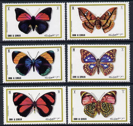 Umm Al Qiwain 1972 Butterflies perf set of 6 unmounted mint, Mi 623-28A, stamps on , stamps on  stamps on butterflies