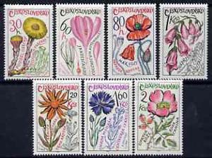 Czechoslovakia 1965 Medicinal Plants set of 7 unmounted mint, SG 1538-44, stamps on flowers, stamps on medical, stamps on medicinal plants, stamps on roses
