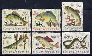 Czechoslovakia 1966 World Angling Championships set of 6 unmounted mint, SG 1564-69, stamps on marine life, stamps on fish, stamps on fishing