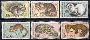 Czechoslovakia 1967 Fauna of Tatra National Park set of 6 unmounted mint, SG1682-87, stamps on , stamps on  stamps on animals, stamps on  stamps on cats, stamps on  stamps on stoats, stamps on  stamps on dormouse, stamps on  stamps on hedgehogs, stamps on  stamps on pine marten, stamps on  stamps on national parks