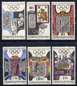 Czechoslovakia 1968 Mexico Olympics set of 6 unmounted mint, SG1732-37, stamps on , stamps on  stamps on olympics, stamps on  stamps on football, stamps on  stamps on volleyball, stamps on  stamps on athletics, stamps on  stamps on gymnastics, stamps on  stamps on sport