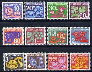 Czechoslovakia 1971 Postage Due set of 12 stylised plants unmounted mint, SG D1985-96, stamps on flowers
