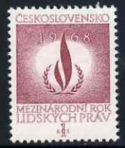 Czechoslovakia 1968 Human Rights Year 1k unmounted mint, SG1724, stamps on human rights