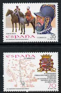 Spain 1998 400th Anniversary of Province of New Mexico set of 2 unmounted mint, SG3527-28, stamps on , stamps on  stamps on maps, stamps on  stamps on arms, stamps on  stamps on heraldry, stamps on  stamps on horses