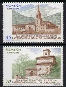 Spain 1999 World Heritage Sites set of 2 unmounted mint, SG 3595-96, stamps on , stamps on  stamps on religion, stamps on  stamps on monasteries, stamps on  stamps on tourism, stamps on  stamps on unesco, stamps on  stamps on heritage