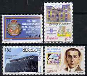 Spain 2000 World Mathermatics and Science Year set of 4 unmounted mint, SG3647-50, stamps on science & technology, stamps on mathematics, stamps on arms, stamps on heraldry, stamps on maths