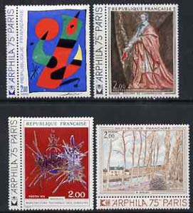 France 1974 'Arphila 75' Stamp Exhibition - French Art set of 4 with narrow tabs unmounted mint, SG2033-36, stamps on , stamps on  stamps on arts, stamps on  stamps on stamp exhibitions, stamps on  stamps on personalities, stamps on  stamps on canals, stamps on  stamps on 