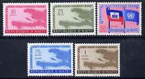 Haiti 1958 United Nations set of 5 unmounted mint, SG 611-15, stamps on , stamps on  stamps on flags, stamps on  stamps on maps, stamps on  stamps on united nations