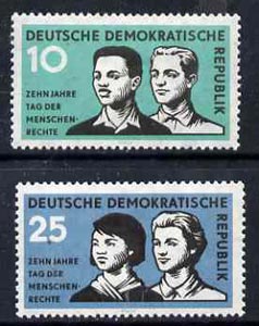 Germany - East 1958 Declaration of Human Rights 10th Anniversary set of 2 unmounted mint, SG E403-04, stamps on human rights