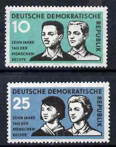 Germany - East 1958 Declaration of Human Rights 10th Anniversary set of 2 unmounted mint, SG E403-04, stamps on , stamps on  stamps on human rights