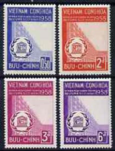 Vietnam - South 1958 inauguration of UNESCO HQ set of 4 unmounted mint, SG S67-70, stamps on , stamps on  stamps on unesco