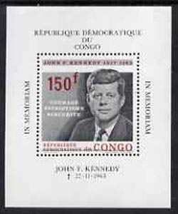 Congo - Kinshasa 1964 President Kennedy commemoration 150f m/sheet unmounted mint, Mi Bl 6, stamps on personalities, stamps on kennedy
