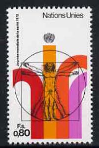 United Nations (Geneva) 1972 World Health Day (Proportions of Man by Da Vinci) unmounted mint, SG G24, stamps on , stamps on  stamps on united nations, stamps on  stamps on leonardo, stamps on  stamps on da vinci