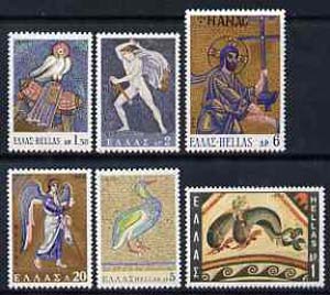 Greece 1970 Greek Mosaics set of 6 unmounted mint, SG 1125-30, stamps on , stamps on  stamps on arts, stamps on  stamps on mosaics, stamps on  stamps on dolphins, stamps on  stamps on birds, stamps on  stamps on religion