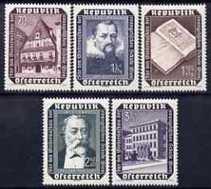 Austria 1953 Vienna Evangelical `school `rebuilding Fund set unmounted mint, SG 1246-50, stamps on , stamps on  stamps on education, stamps on  stamps on astronomy, stamps on  stamps on religion, stamps on  stamps on architecture, stamps on  stamps on kepler