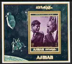 Ajman 2000? Kennedy & John Glenn perf m/sheet (10r) unmounted mint , stamps on , stamps on  stamps on space, stamps on  stamps on kennedy, stamps on  stamps on personalities, stamps on  stamps on , stamps on  stamps on masonics, stamps on  stamps on masonry