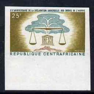 Central African Republic 1963 Human Rights 25f marginal imperf single unmounted mint, as SG51, stamps on human rights, stamps on justice