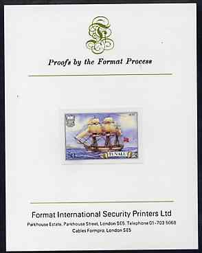 Tuvalu 1986 Ships #3 Full-rigged Duff 50c imperf proof mounted on Format International proof card, as SG 379