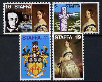 Staffa 1969 Definitive set of 4 (probably one of the scarcest issues) designs show Mendelssohn, Fingal's Caves, Arms & Queen Victoria unmounted mint*, stamps on , stamps on  stamps on music, stamps on  stamps on royalty, stamps on  stamps on arms, stamps on  stamps on heraldry, stamps on  stamps on composers, stamps on  stamps on caves, stamps on  stamps on mendelssohn