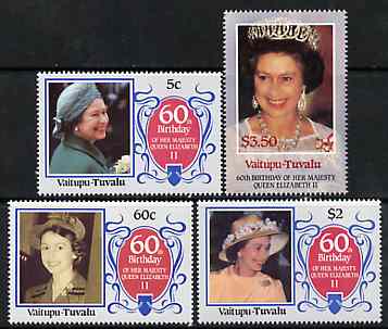 Tuvalu - Vaitupu 1986 Queen Elizabeth 60th Birthday perf set of 4 unmounted mint, stamps on , stamps on  stamps on royalty, stamps on  stamps on 60th birthday