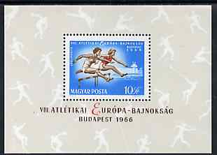 Hungary 1966 European Athletics perf m/sheet unmounted mint SG MS2220, stamps on , stamps on  stamps on sport, stamps on  stamps on athletics, stamps on  stamps on hurdles, stamps on  stamps on hurdling