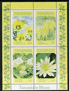 Tanzania 1986 Flowers unmounted mint perf colour proof of m/sheet in blue & yellow only (SG MS 478), stamps on flowers