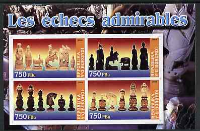 Burundi 2004 Chess Pieces #01 imperf sheetlet containing 4 values unmounted mint, stamps on , stamps on  stamps on chess