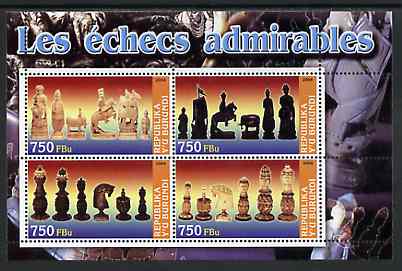 Burundi 2004 Chess Pieces #01 perf sheetlet containing 4 values unmounted mint, stamps on , stamps on  stamps on chess